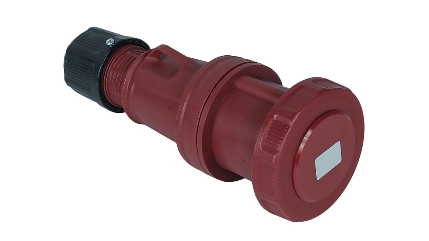 RS PRO IP67 Red Cable Mount 3P + N + E Industrial Power Socket, Rated At 63A, 380 → 415 V