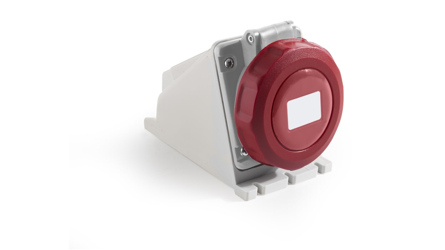 RS PRO IP67 Red Wall Mount 3P + N + E Industrial Power Socket, Rated At 32A, 380 → 415 V