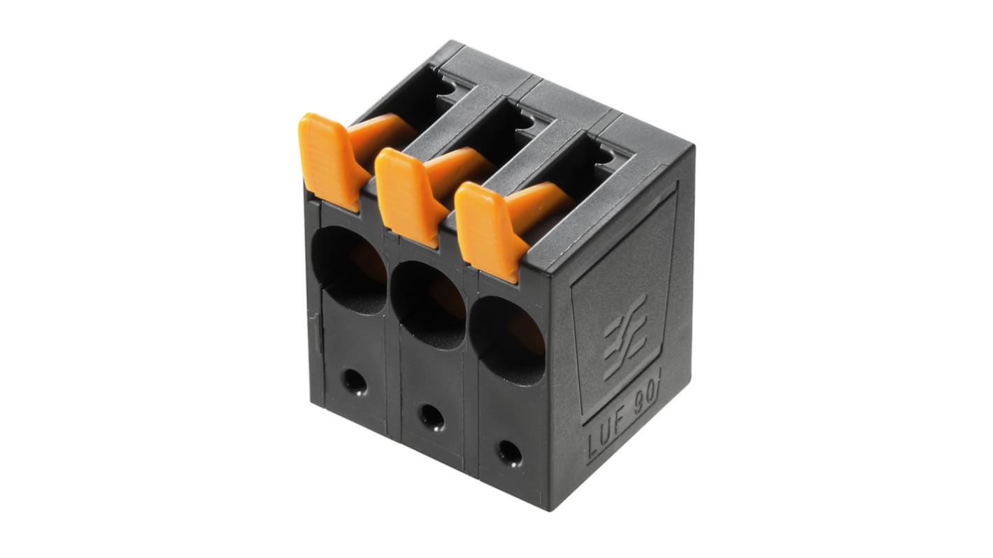 Weidmuller LU Series PCB Terminal Block, 4-Contact, 10mm Pitch, PCB Mount, 1-Row