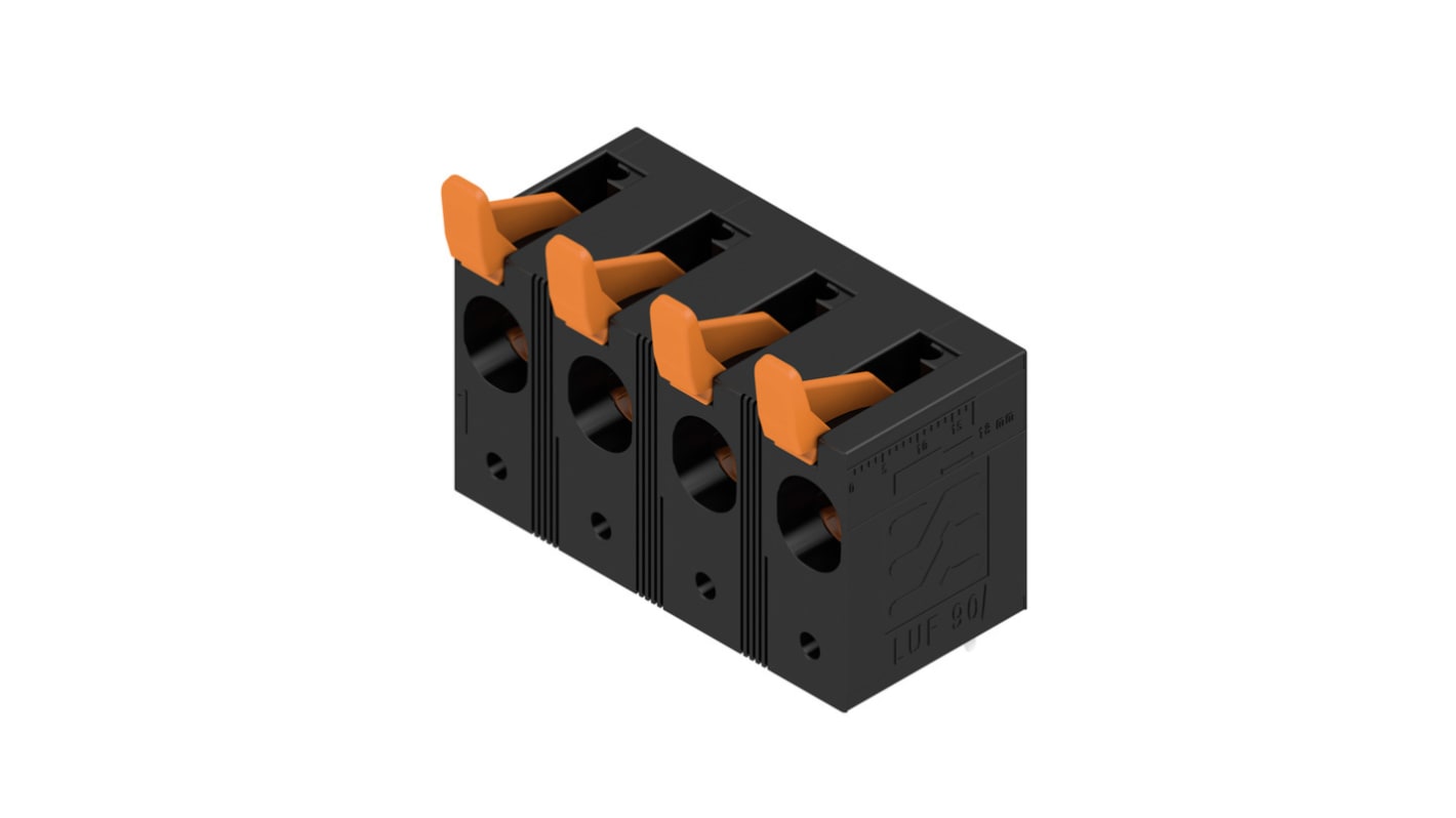 Weidmuller LU Series PCB Terminal Block, 4-Contact, 15mm Pitch, PCB Mount, 1-Row