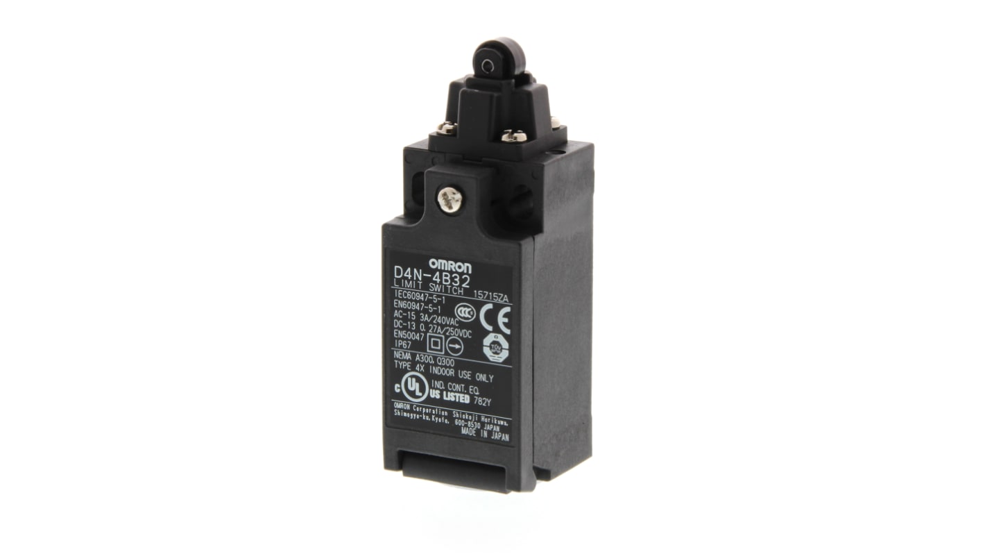 Omron Roller Plunger Limit Switch, 2NC, IP67