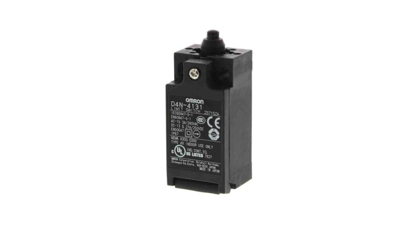 D4N4231 Omron Plunger Limit Switch, 2NC, IP67 RS