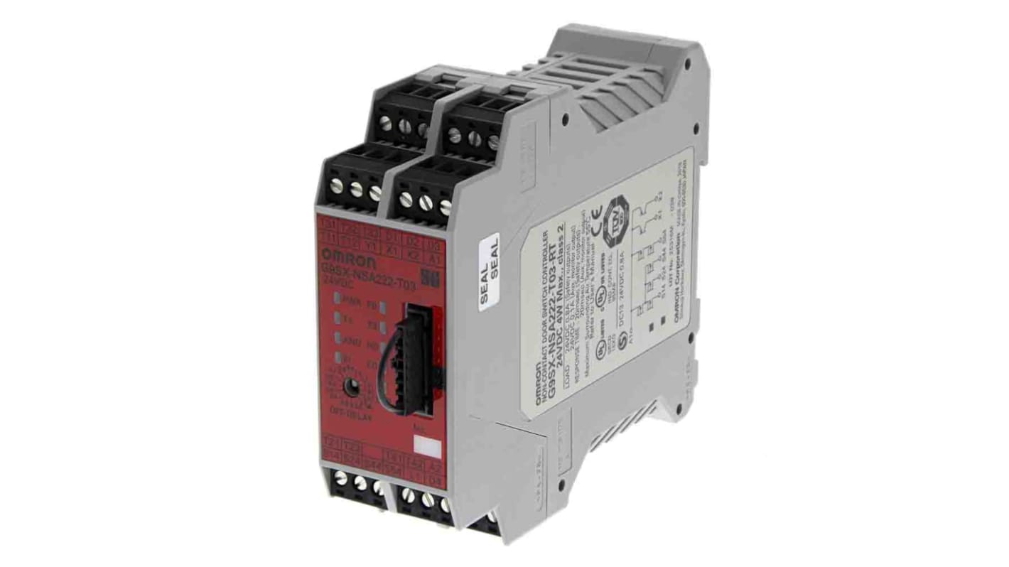 Relé de seguridad Omron, para Bloqueo/interruptor de seguridad, 24V