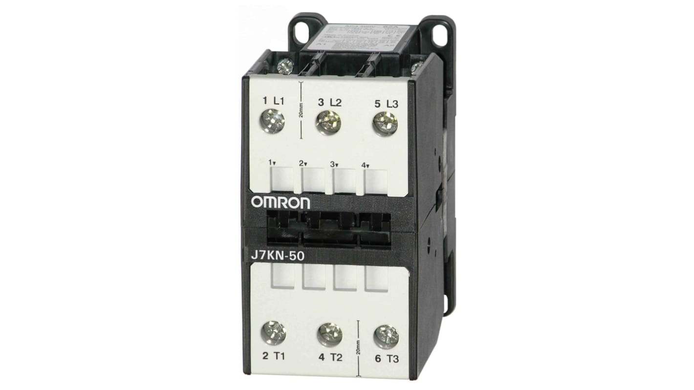 Omron Contactor, 230 V ac Coil, 3-Pole, 50 A, 22 kW