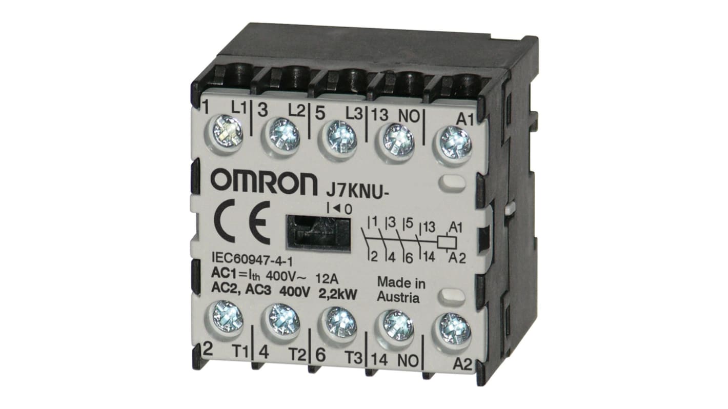Omron Contactor, 110 V dc Coil, 3-Pole, 5 A, 2.2 kW, 1NC