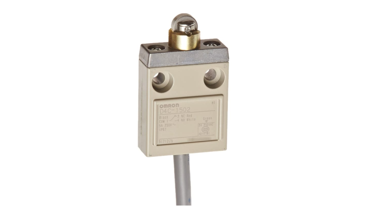 Omron Roller Plunger Limit Switch, IP67, SPDT, 250V ac Max, 5A Max