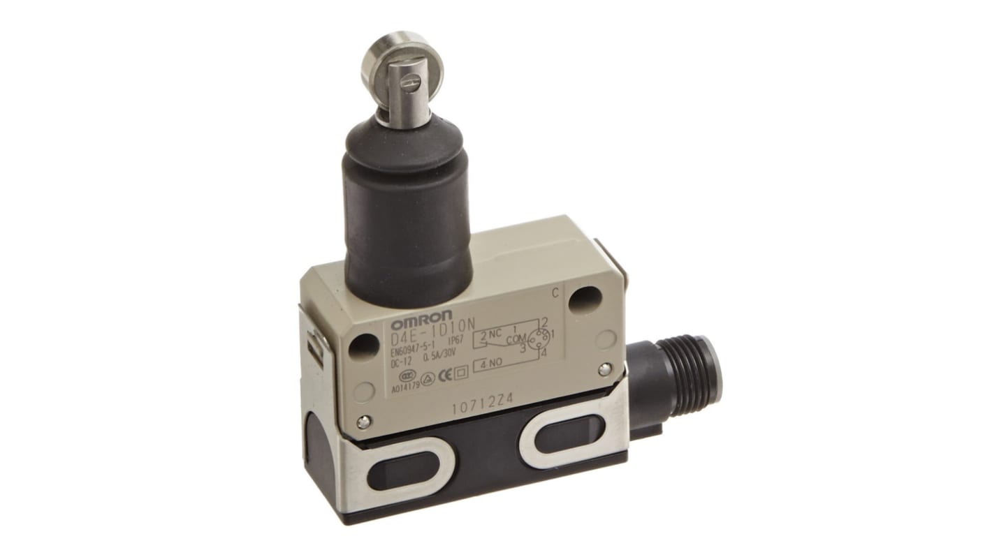 Omron Roller Plunger Limit Switch, IP67, SPDT, Zinc Housing, 1A Max