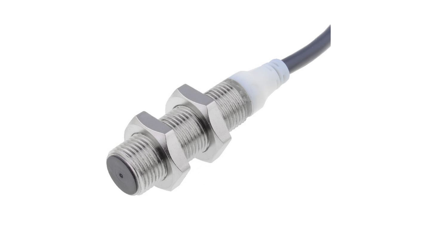 Sensor inductivo Omron, M12 x 1, alcance 4 mm, salida PNP, 12 → 24 V., IP67