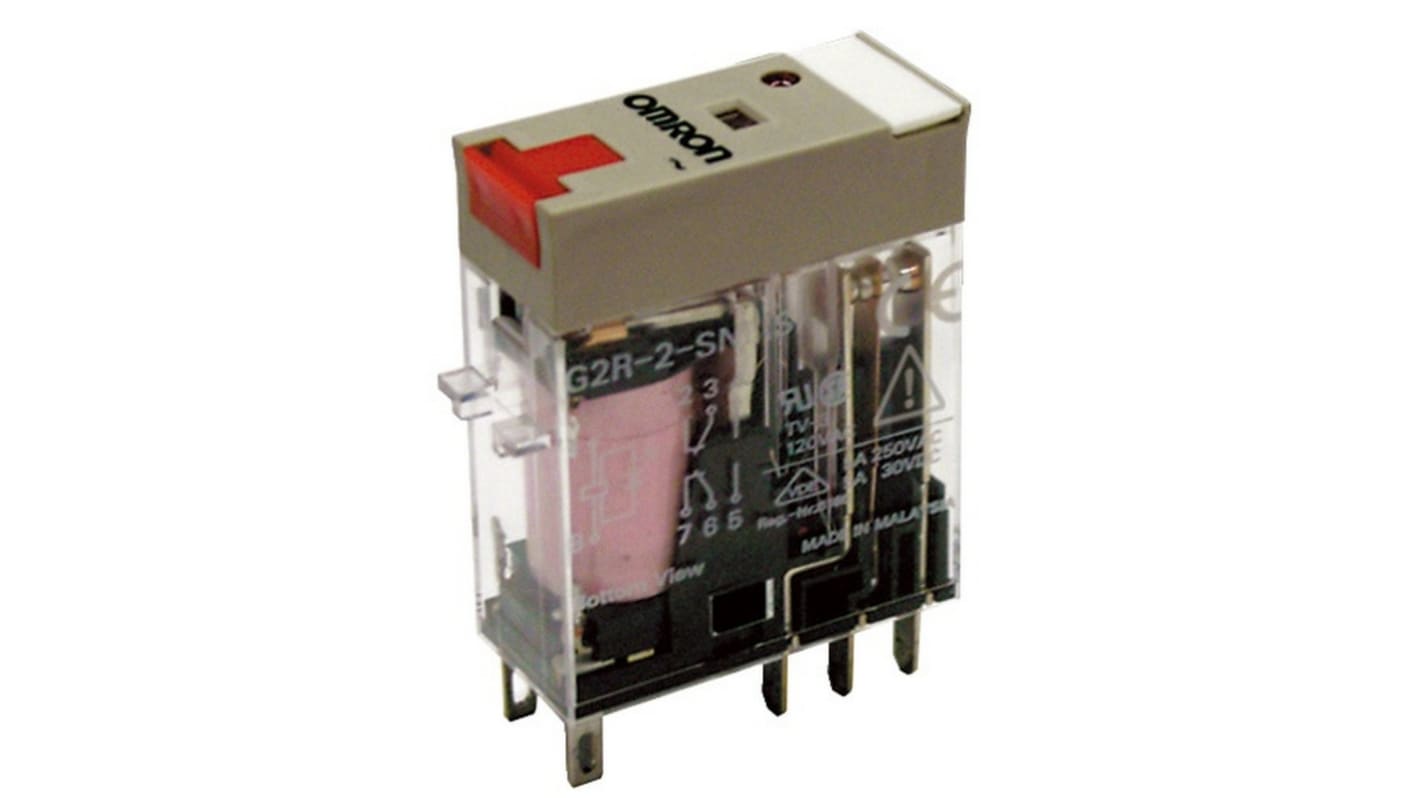 Omron Plug In Non-Latching Relay, 230V ac Coil, 5A Switching Current, DPDT