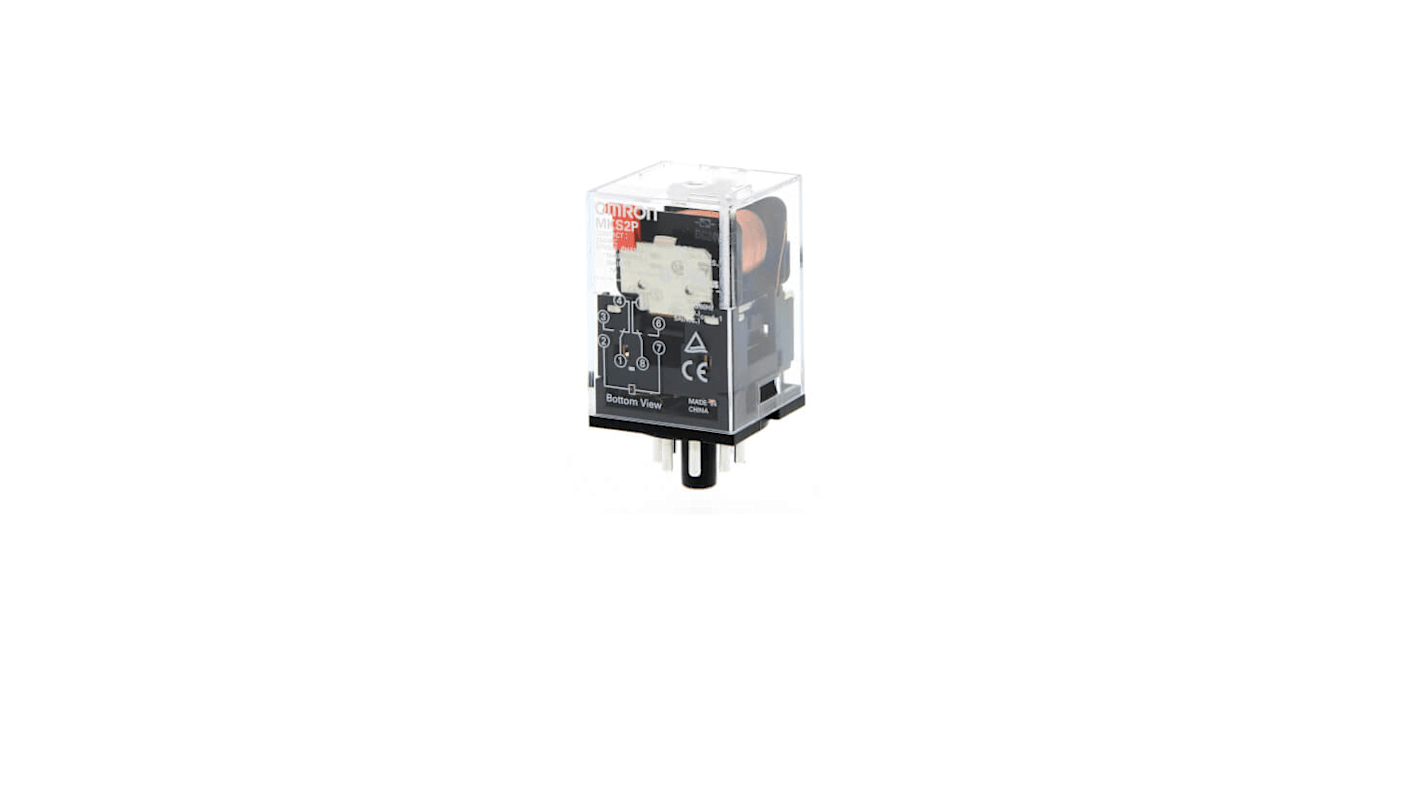 Omron Plug In Non-Latching Relay, 230V ac Coil, 10A Switching Current, DPDT