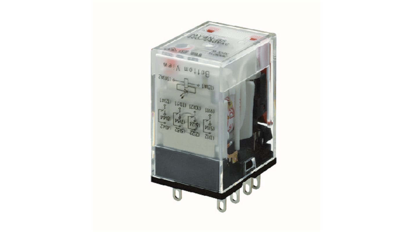 Omron Plug In Non-Latching Relay, 110 V ac, 120 V ac Coil, 3A Switching Current, 4PDT