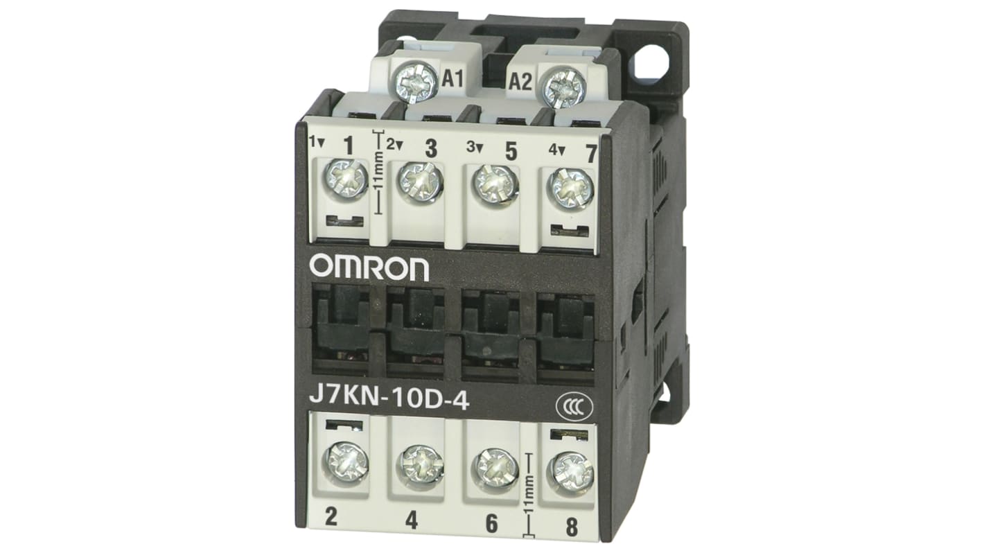 Contactor Omron J7KN Series de 4 polos, 25 A, bobina 230 V ac, 4 kW