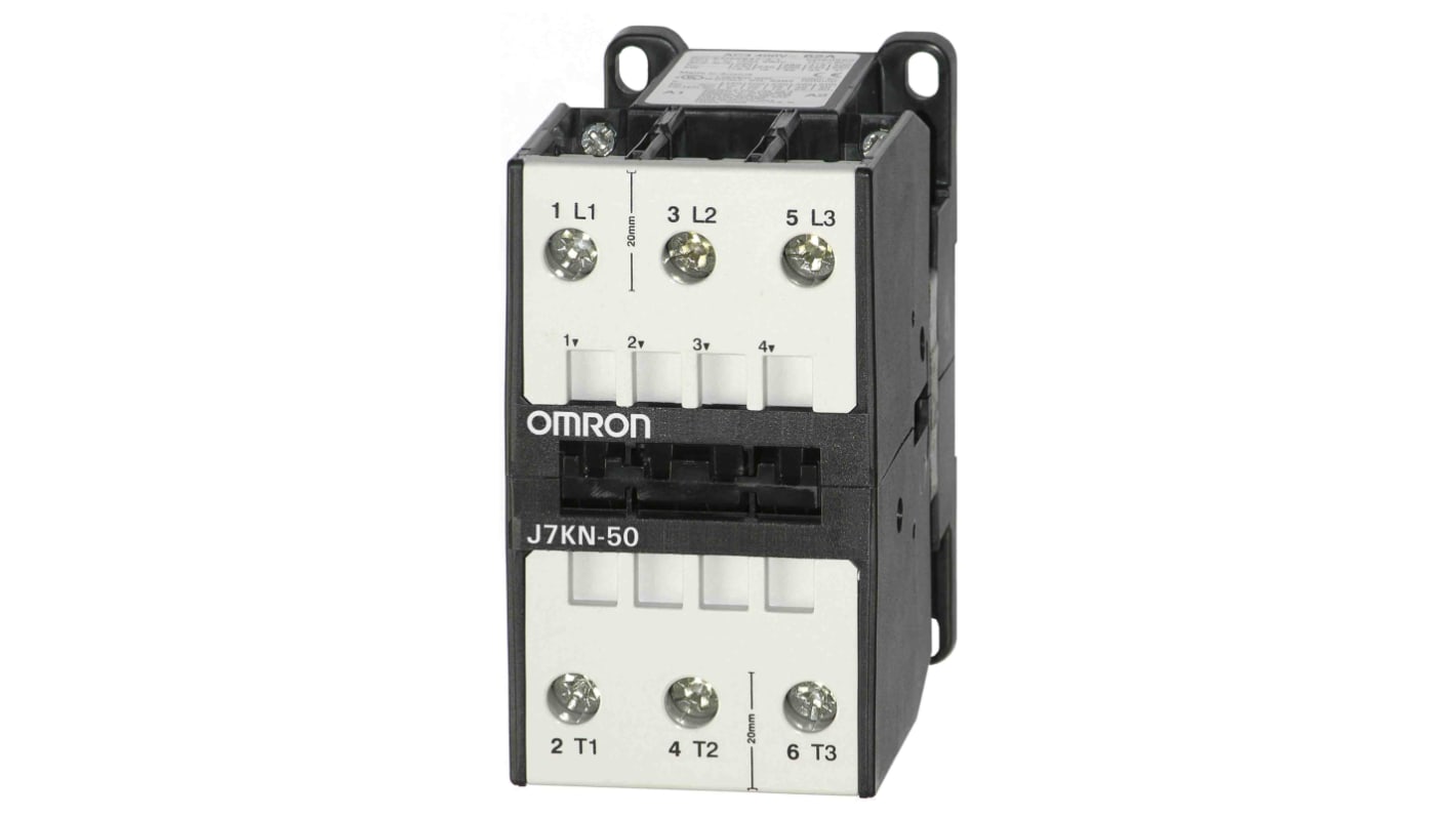 Contactor Omron Serie J7KN de 3 polos, 50 A, bobina 24 V, 22 kW