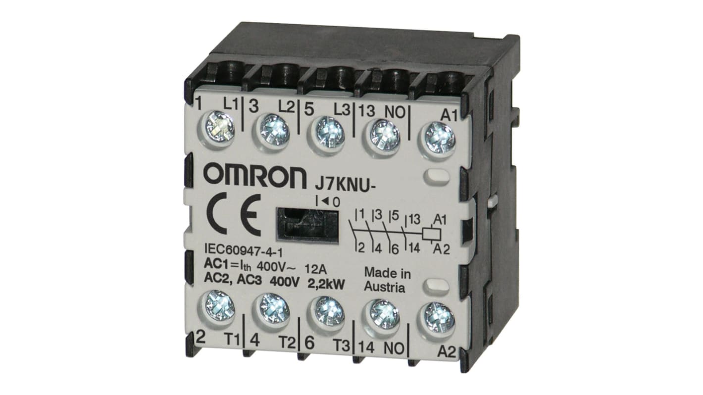 Omron J7KNU Series Contactor, 60 V Coil, 3-Pole, 40 A, 2.2 kW, 1NC