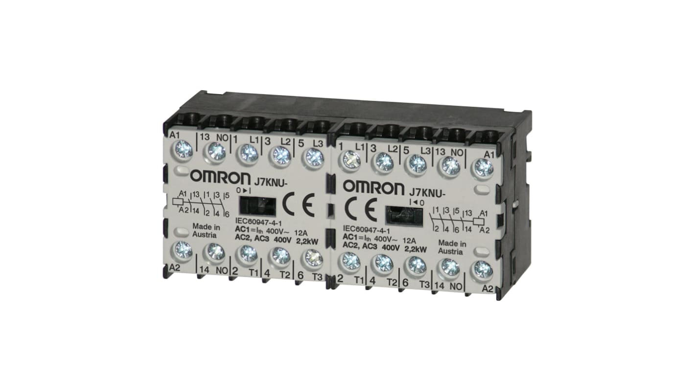 Contactor Omron J7KNU Series de 4 polos, 2 NA + 2 NC, 3 A, bobina 24 V, 1,1 kW