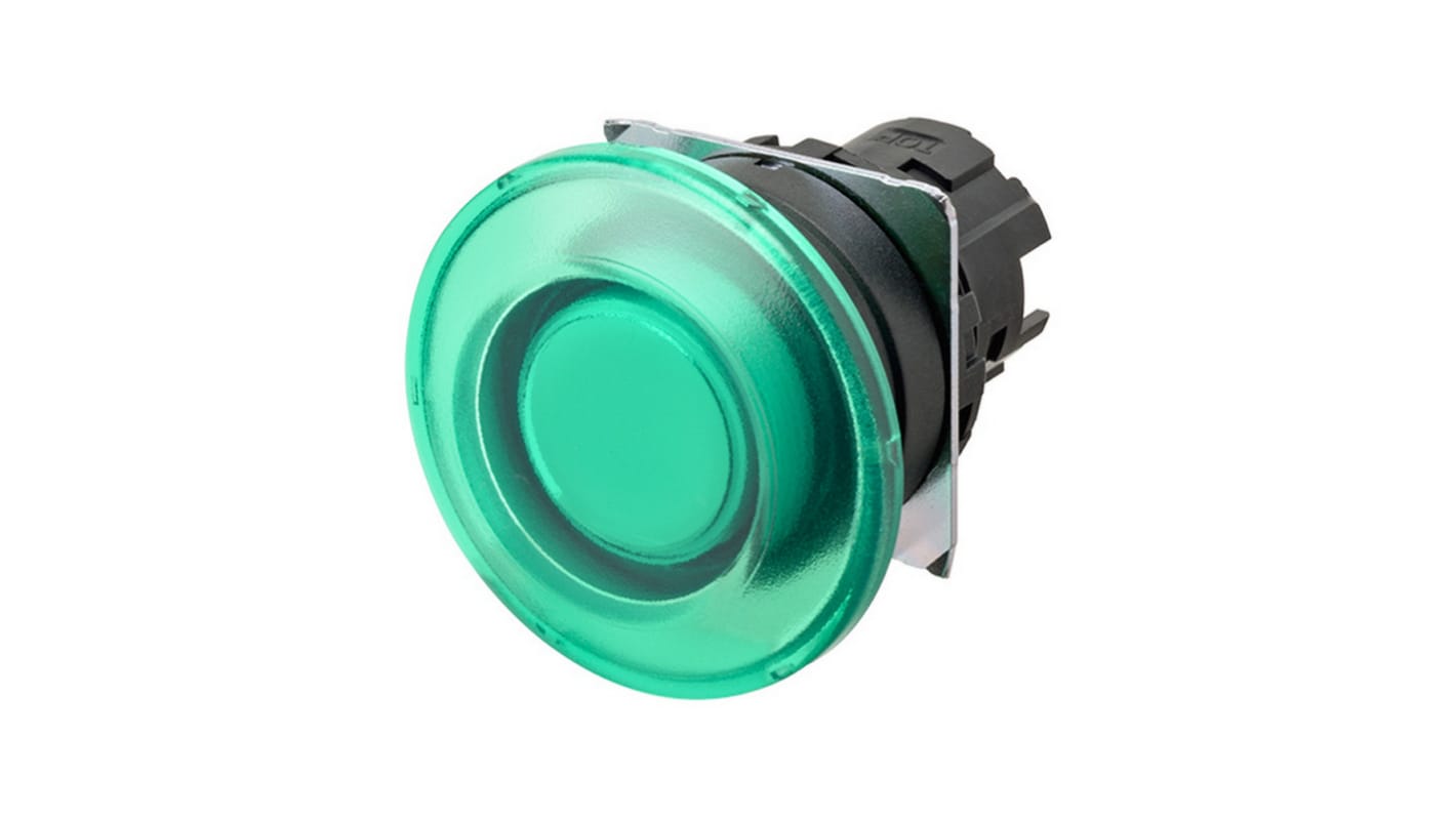 Omron A22N Series Green Momentary Push Button Head, 22mm Cutout