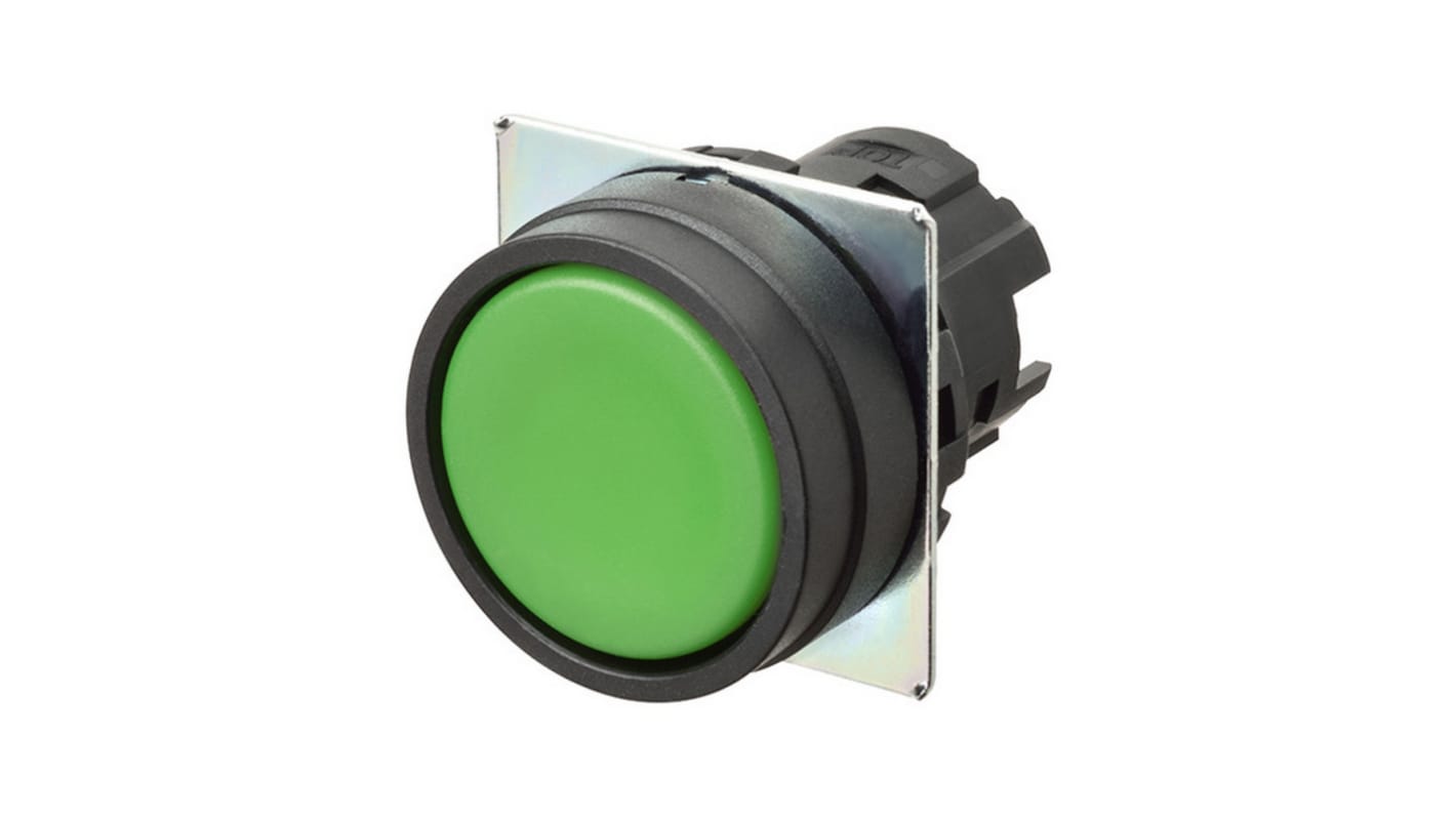 Cabezal de pulsador Omron serie A22N, Ø 22mm, de color Verde, Momentáneo