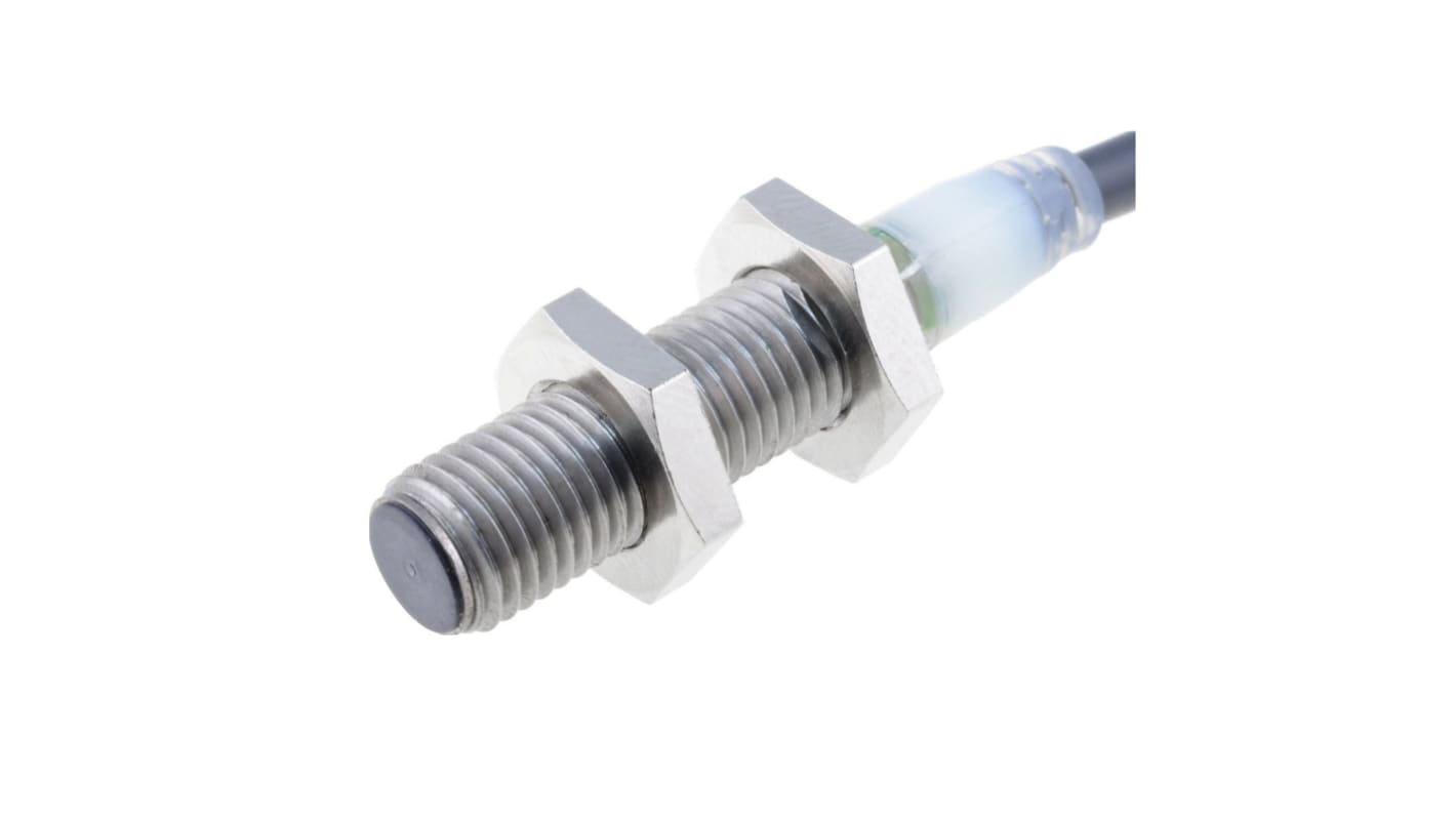 Omron Barrel-Style Inductive Proximity Sensor, M8 x 1, 1 mm Detection, PNP Output, 12 → 24 V dc, IP67