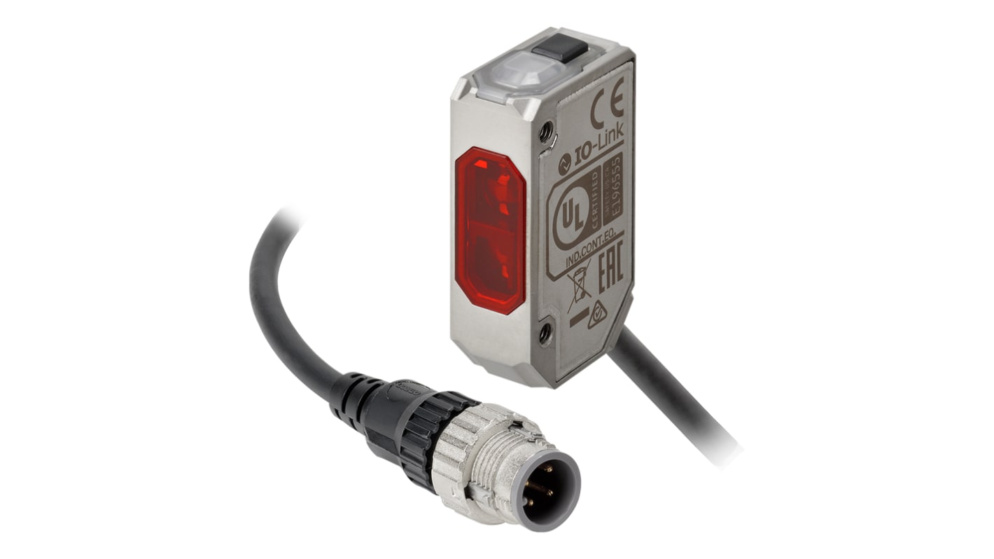 Omron E3AS Optischer Sensor, Infrarotlaser, Bereich 200 mm, PNP Ausgang, M12 Smartclick Pig-tail