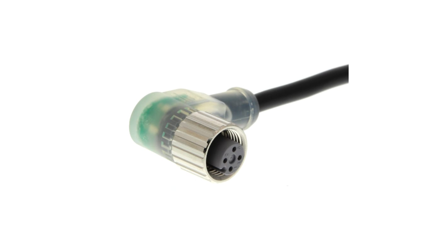 Omron Right Angle Female 4 way M12 to Unterminated Sensor Actuator Cable, 5m