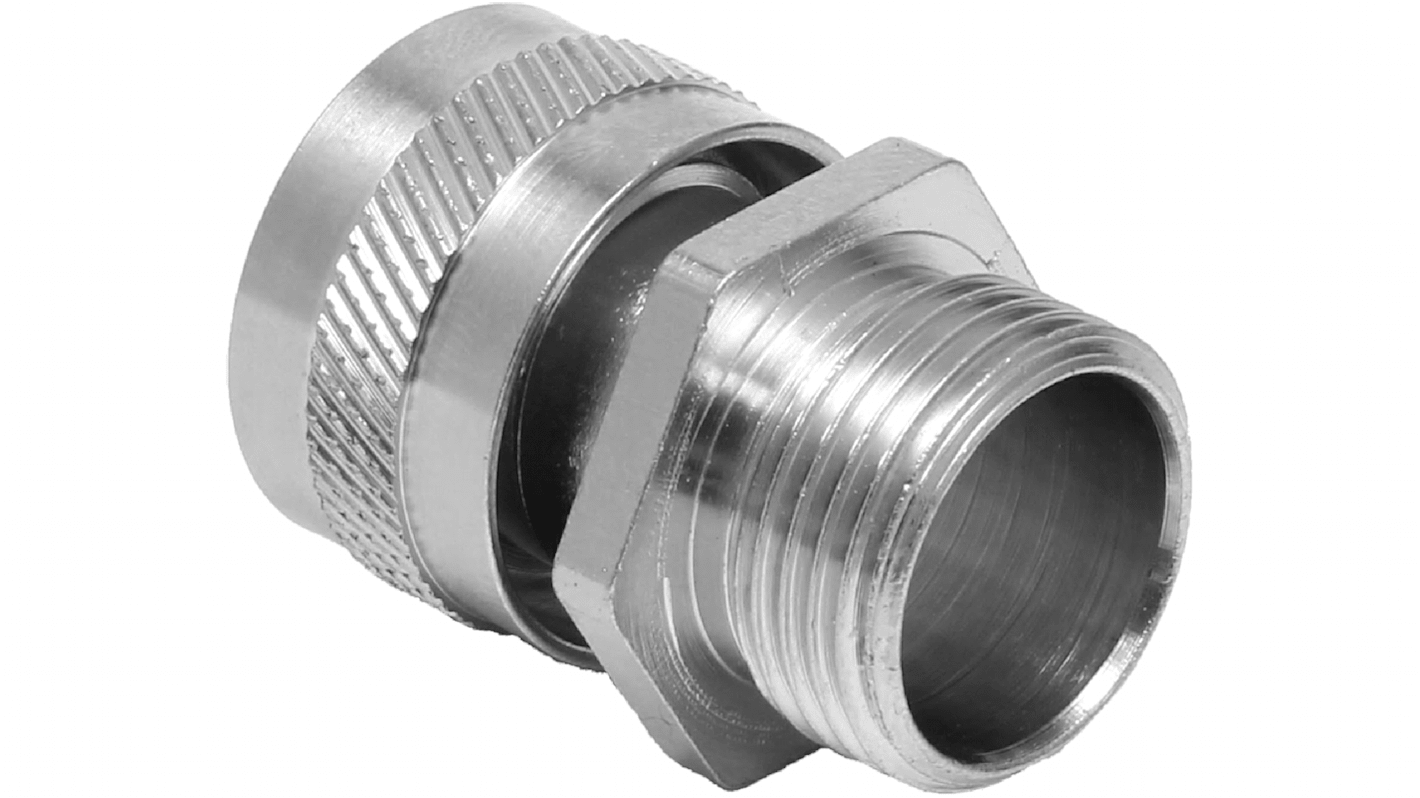 RS PRO Fixed Fitting, Conduit Fitting, 16mm Nominal Size, M20, Brass, Silver