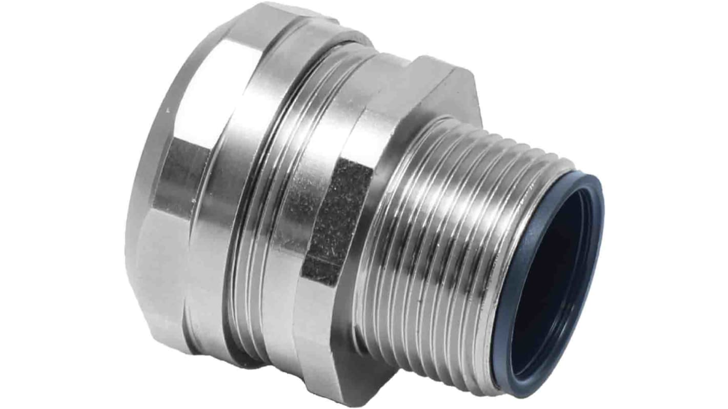 RS PRO Messing Kabelrohr Befestigung Fitting fest M25 25mm Silber Nickelplattiert-Finish IP67