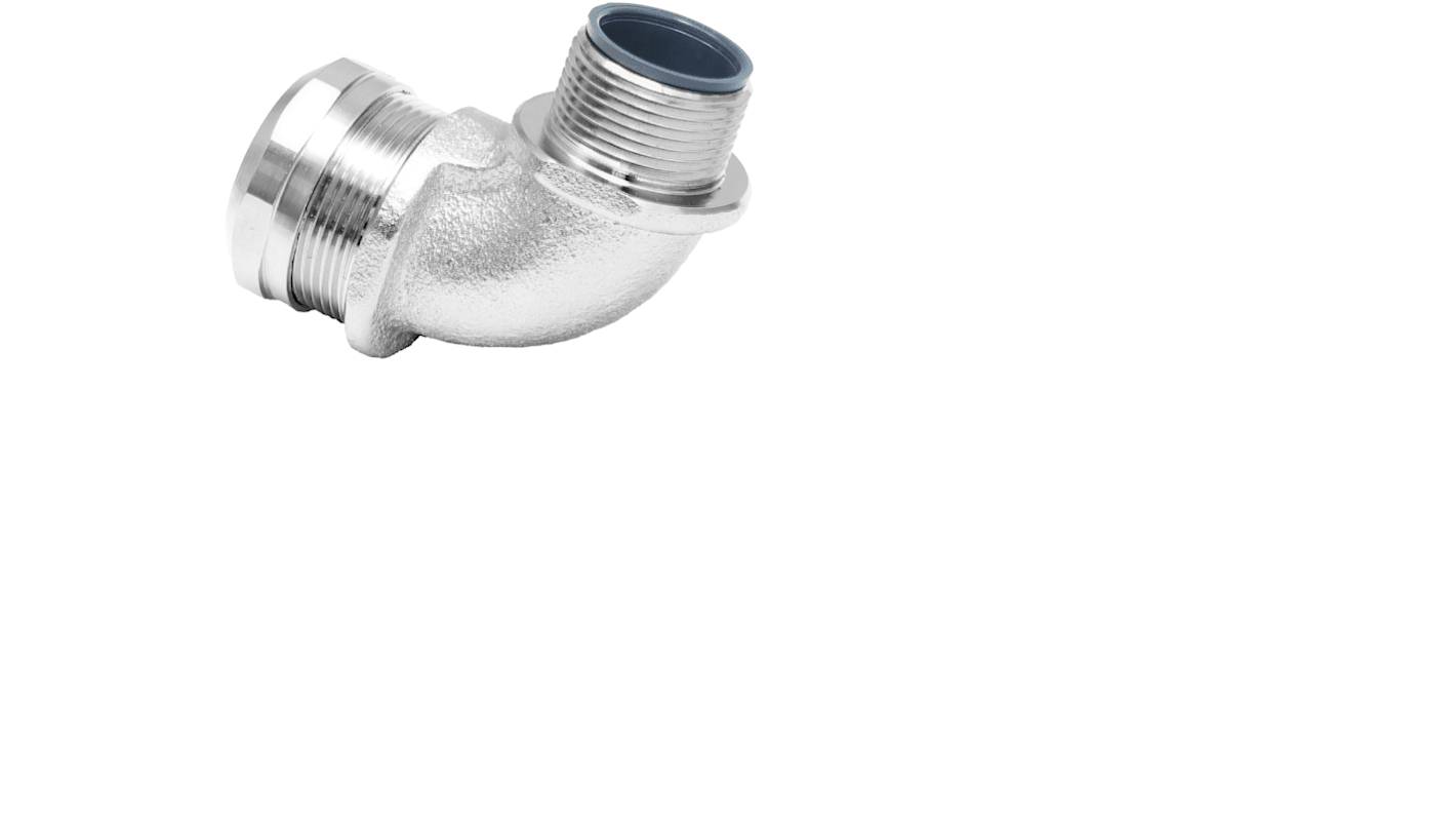 RS PRO 90° Elbow, Conduit Fitting, 16mm Nominal Size, M20, Brass, Silver