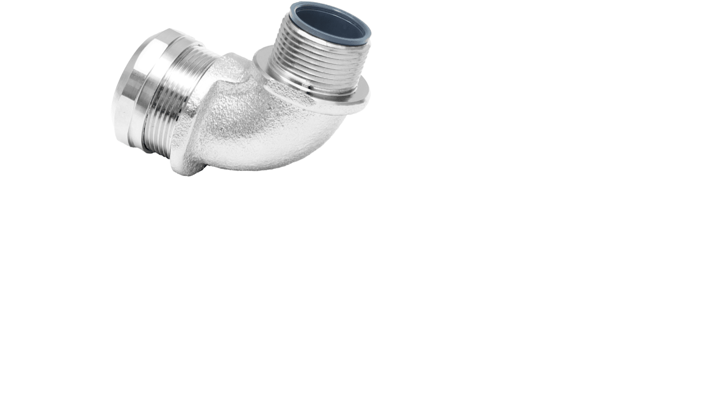 RS PRO 90° Elbow, Conduit Fitting, 20mm Nominal Size, M20, Brass, Silver