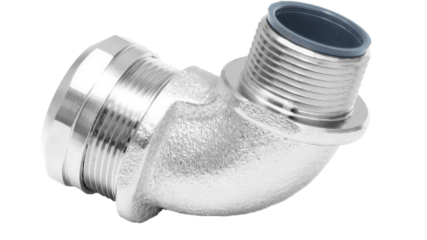 RS PRO 90° Elbow, Conduit Fitting, 32mm Nominal Size, M32, Brass, Silver RS