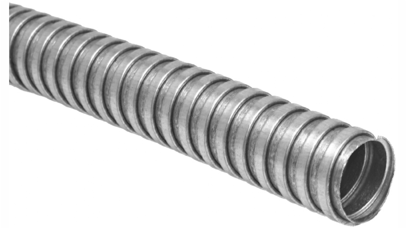 RS PRO Flexible Conduit, 20mm Nominal Diameter, Galvanised Steel, Self Colour