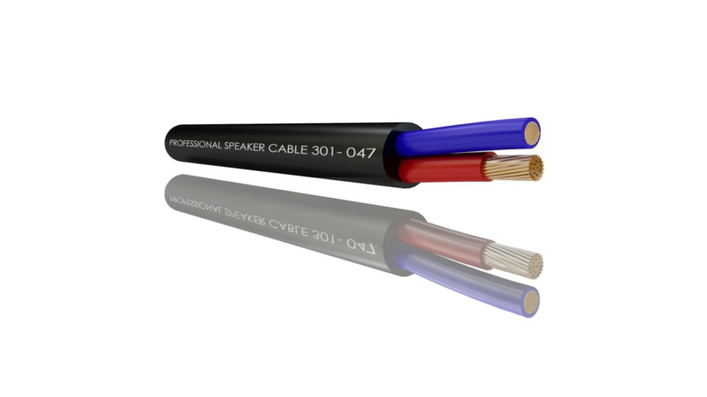 Câble haut-parleur RS PRO 1 paire , 2,5 mm² Aluminium Foil, Polyester Tape, Multiconducteur, gaine Noir