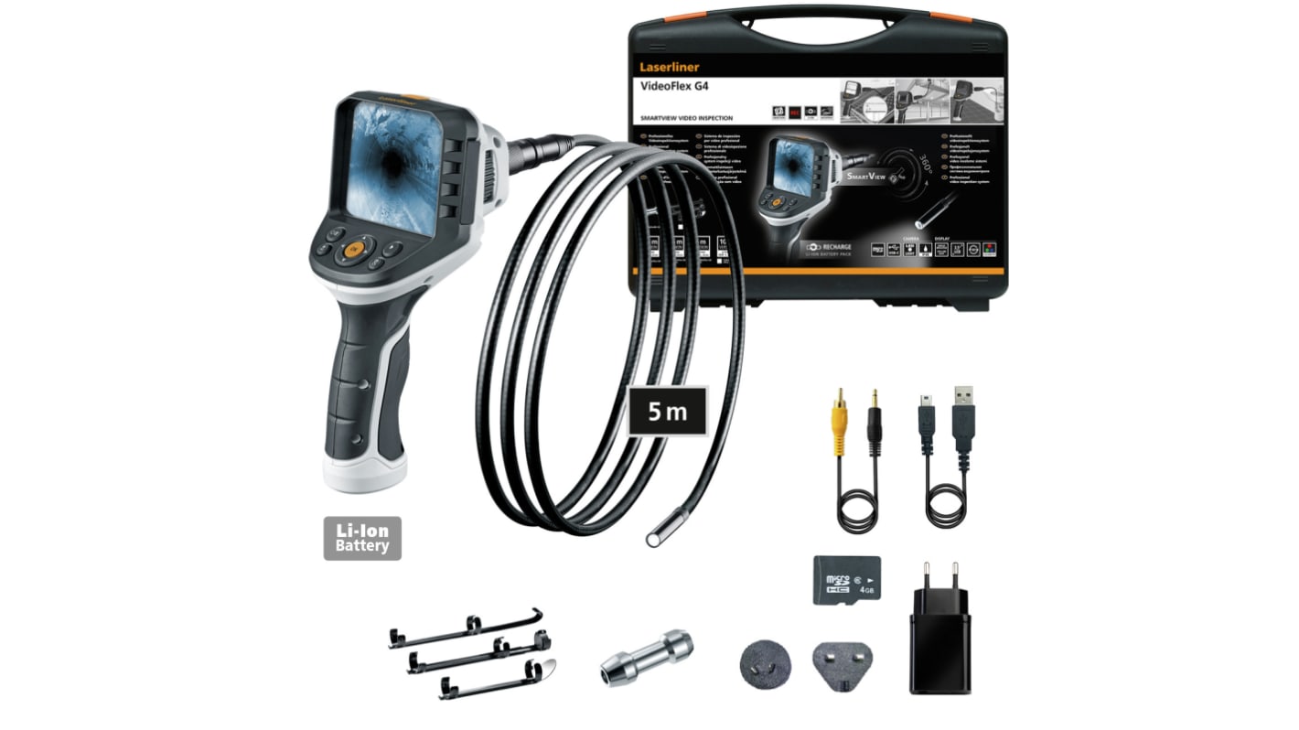 Laserliner 9mm probe Inspection Camera Kit, 5000mm Probe Length, 640 X 480pixels Resolution, LED Illumination