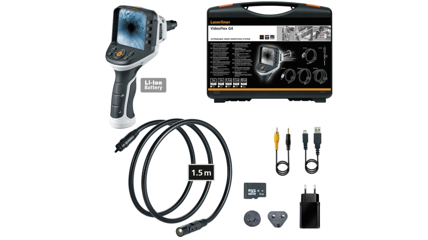 Laserliner 17mm probe Inspection Camera Kit, 1500mm Probe Length, 640 X 480pixelek Resolution, LED Illumination