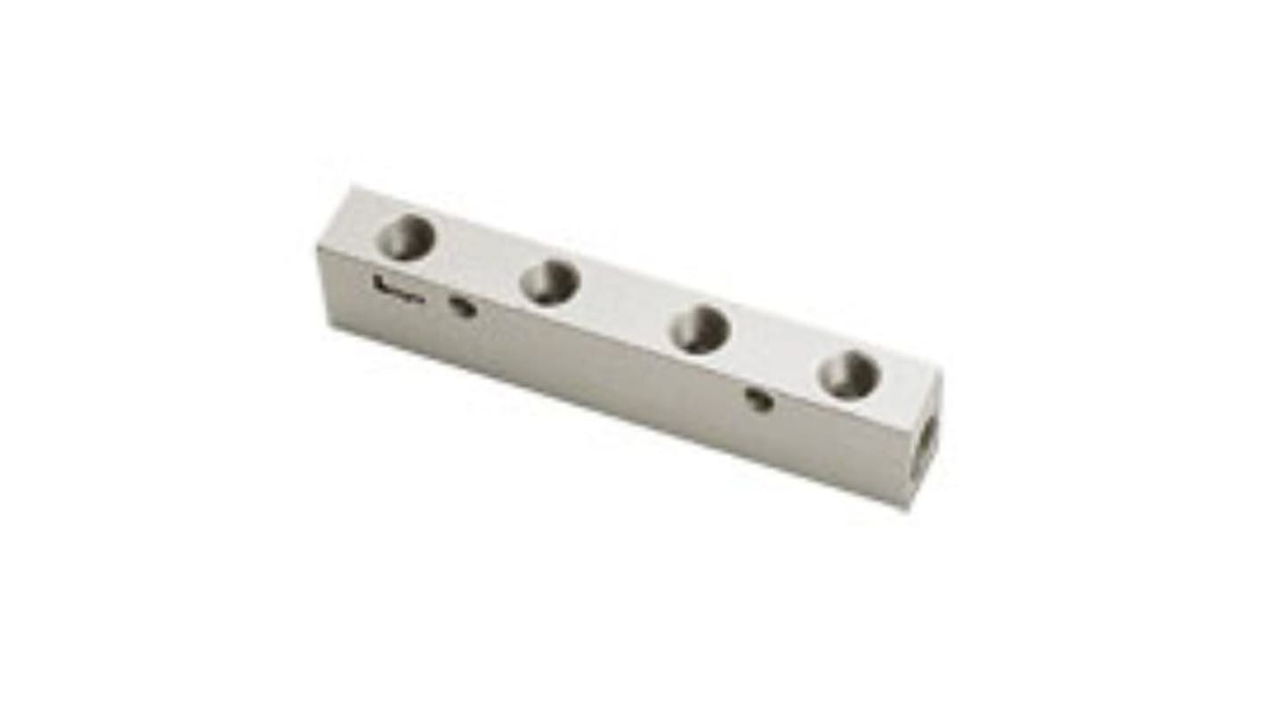 Manifold Legris, serie 3311, 1 ingresso G 3/8 Femmina, 3 uscite G 1/4 Femmina, in Alluminio anodizzato 20bar