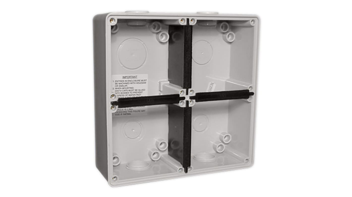 Clipsal Electrical 56 Series Grey PVC Back Box, IP66, 4 Gangs, 198 x 198 x 63mm