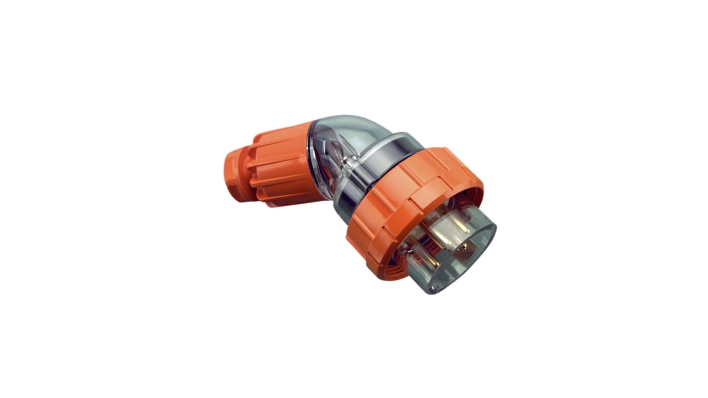 Clipsal Electrical, 56 Series IP66 Orange Cable Mount 3P + E Angled Industrial Power Plug, Rated At 10A, 500 V