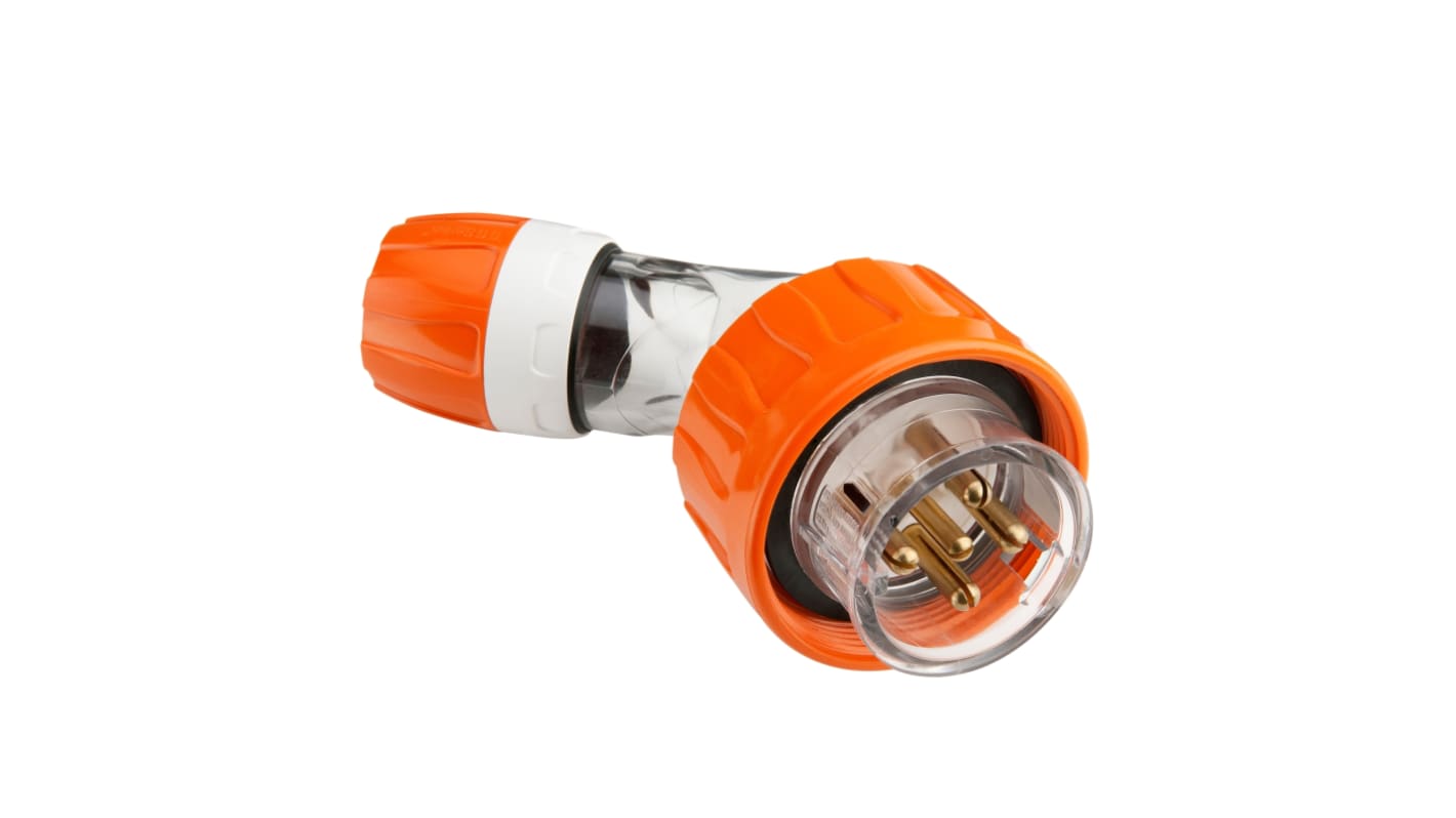 Clipsal Electrical, 56 Series IP66 Orange Cable Mount 3P + N + E Angled Industrial Power Plug, Rated At 20A, 500 V