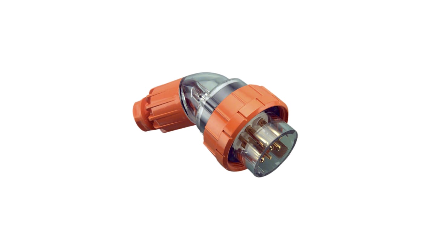 Clipsal Electrical, 56 Series IP66 Orange Cable Mount 3P + N + E Angled Industrial Power Plug, Rated At 10A, 500 V