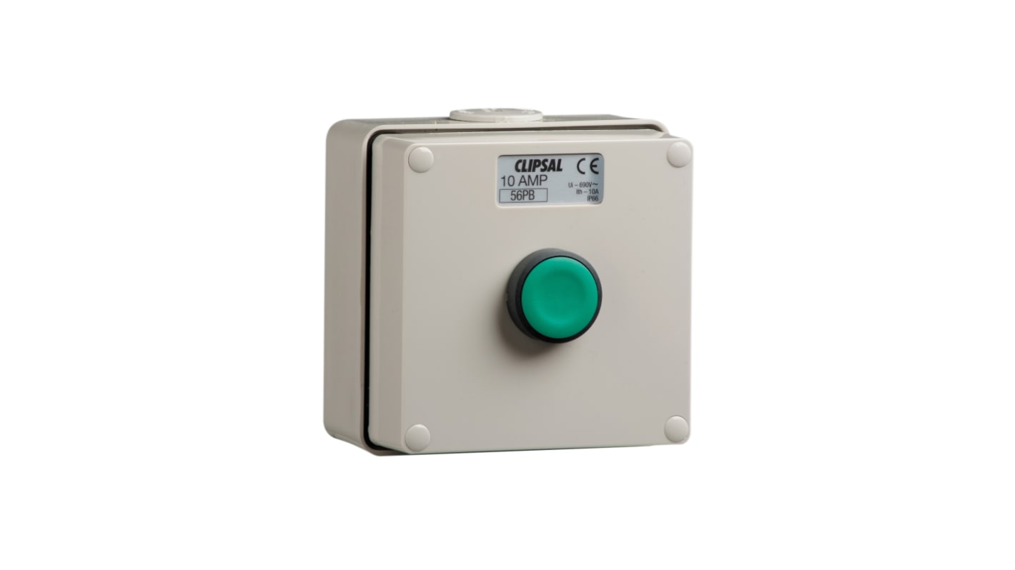 Clipsal Electrical Push Button Control Station, Green, IP66