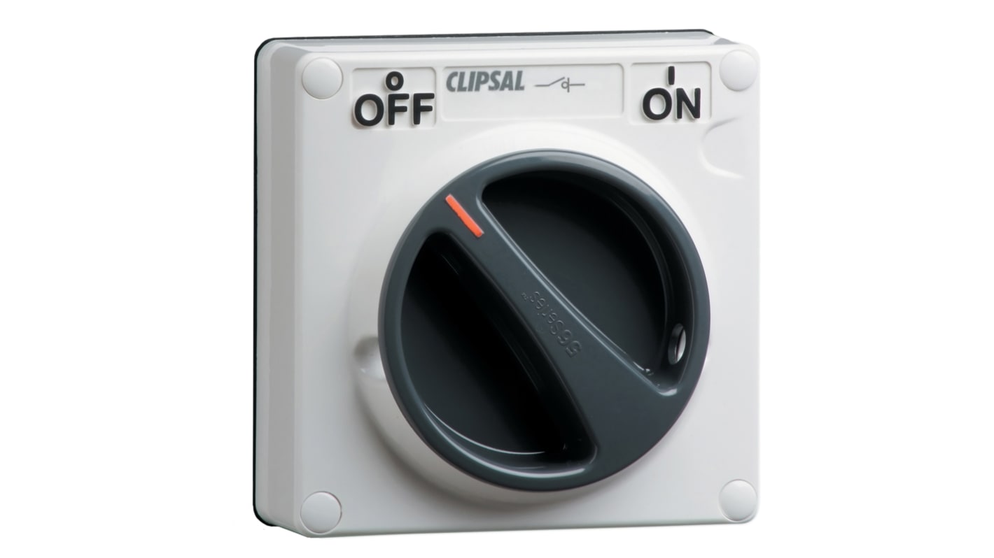 Clipsal Electrical 1P Pole Surface Mount Isolator Switch - 20A Maximum Current, IP66