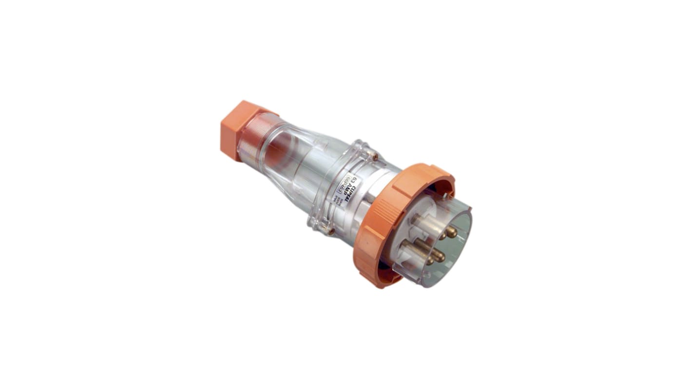 Clipsal Electrical, Series 66P IP66 Orange Cable Mount Industrial Power Plug, Rated At 63A, 500 V