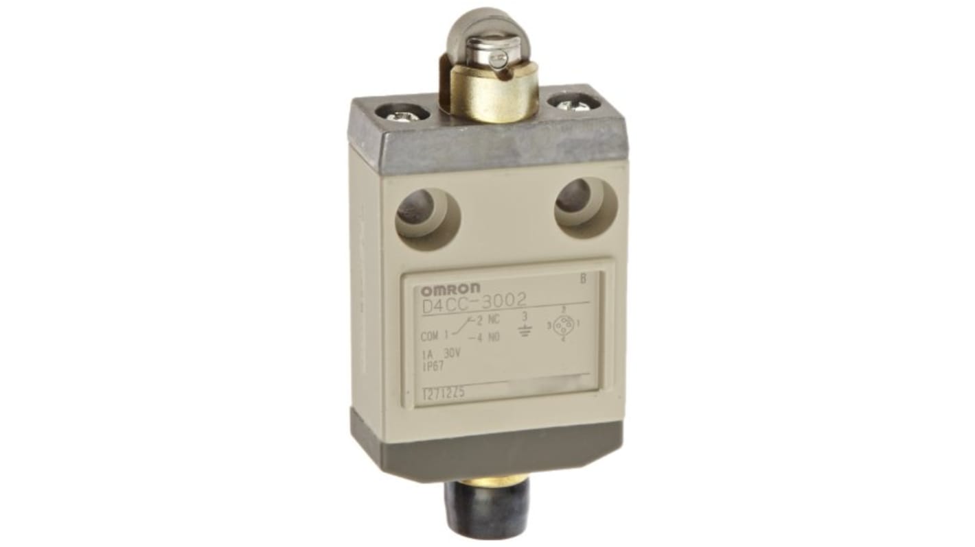 Omron Roller Plunger Limit Switch, NO/NC, IP67, SPDT, 1A Max