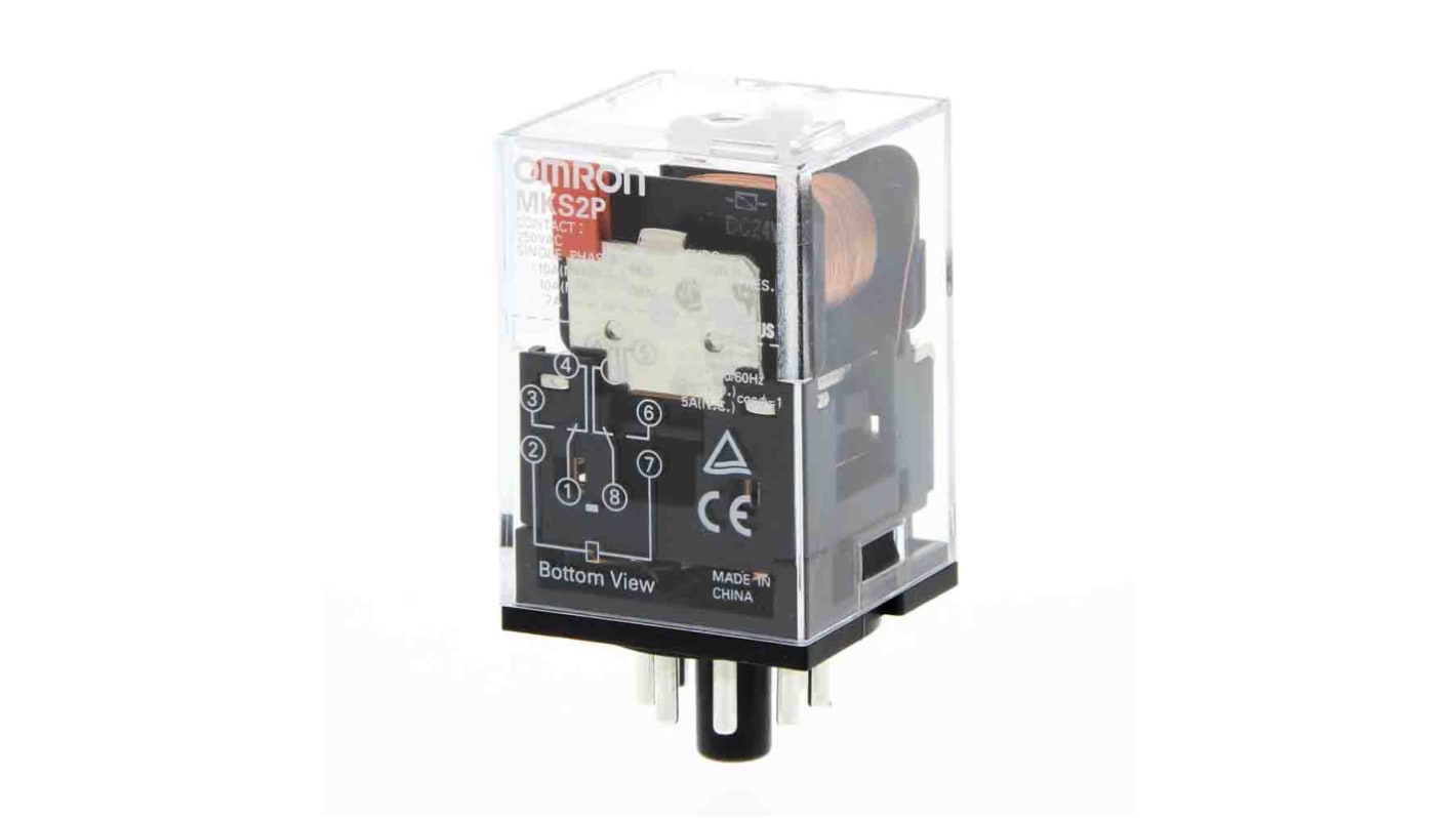 Omron Plug In Power Relay, 24V ac Coil, 10A Switching Current, DPDT