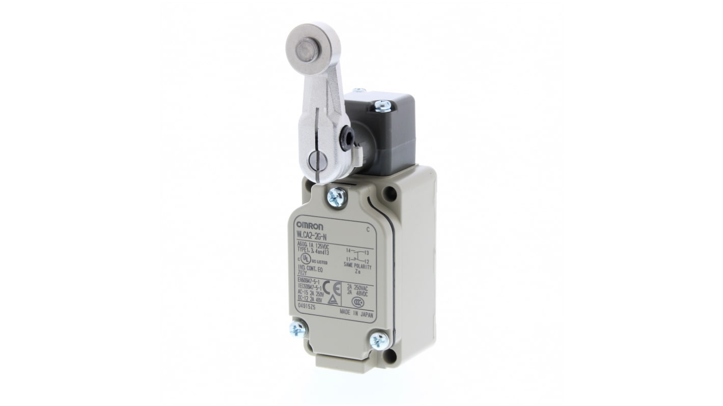 Omron Roller Lever Limit Switch, NO/NC, IP67, SPST, 500V ac Max, 10A Max