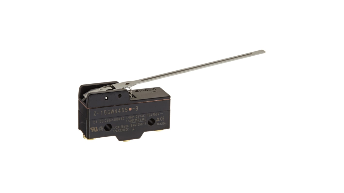 Omron Long Hinge Lever Limit Switch, IP62, SPDT, 500V ac Max, 15A Max