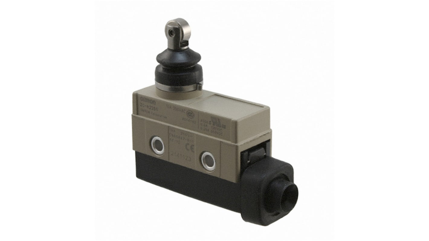 Omron Roller Plunger Limit Switch, 1CO, IP67, SPDT, 250V ac Max, 15A Max