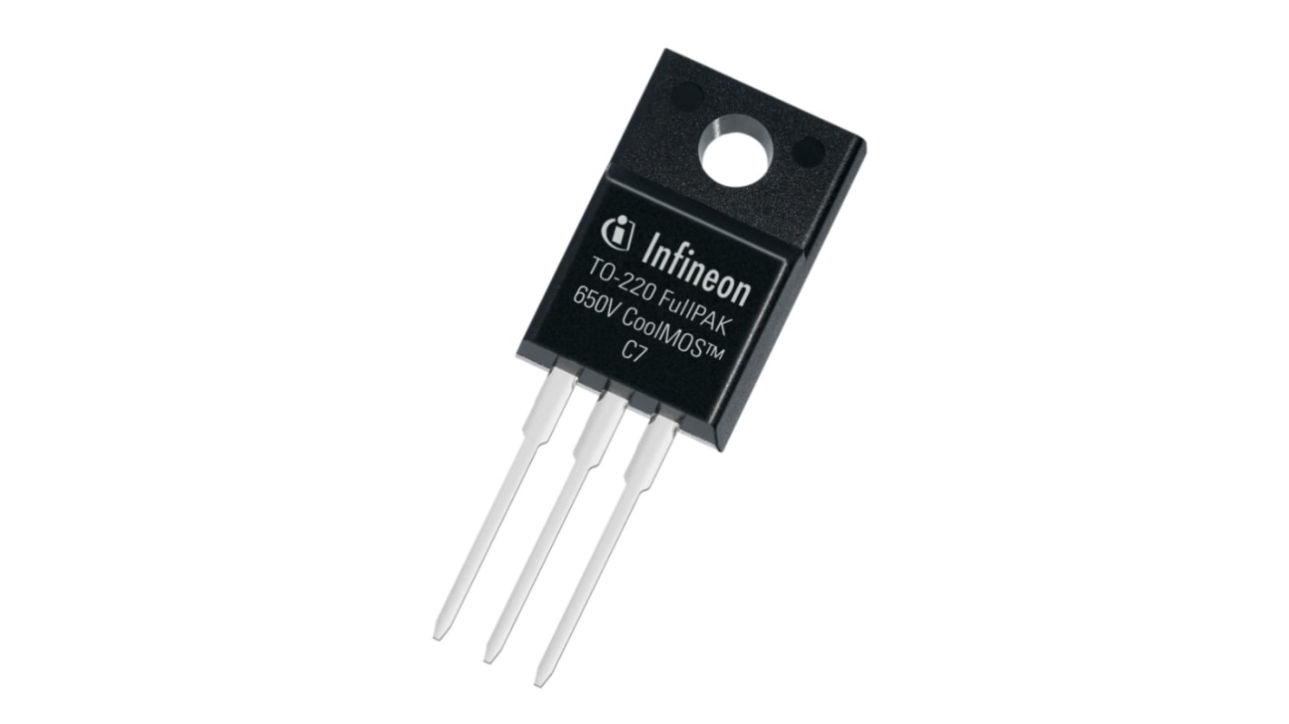MOSFET Infineon, canale N, 0,125 Ω, 10 A, TO-220 FP, Su foro