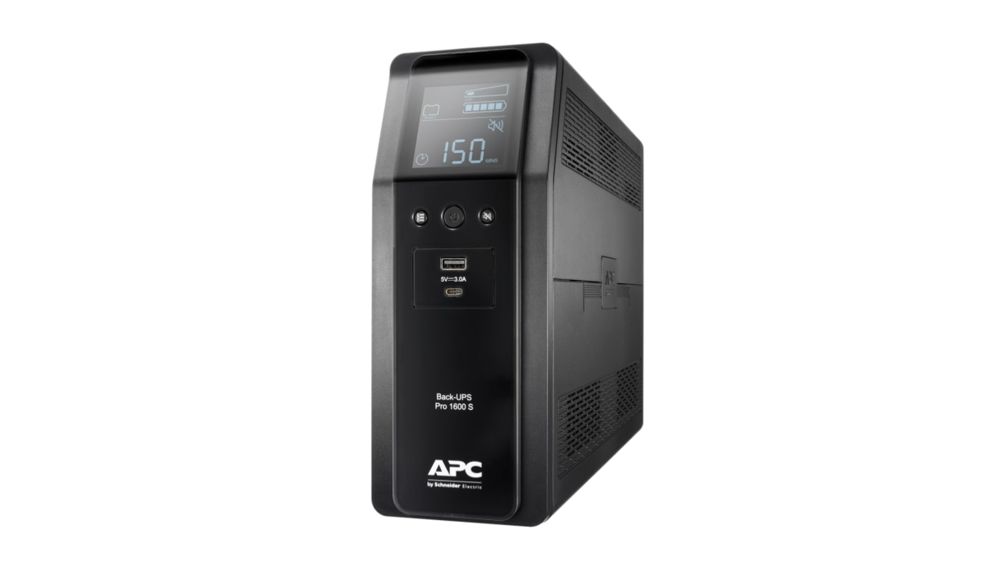 APC 230V Input Stand Alone Uninterruptible Power Supply, 1600VA (960W), Back UPS Pro BR