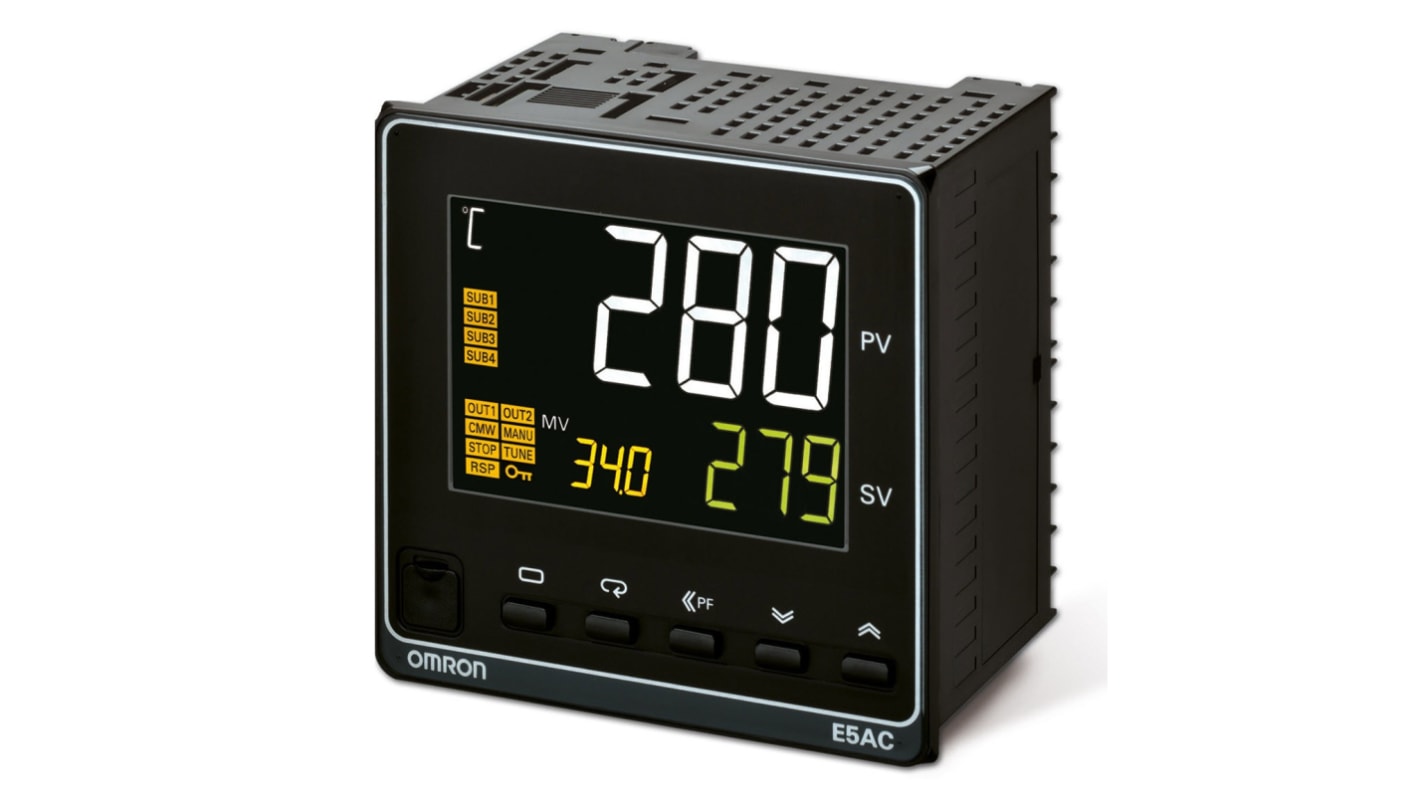 Omron E5AC Panel Mount PID Temperature Controller, 96 x 96mm 2 Input, 4 Output Position-proportional <BR/>relay output,