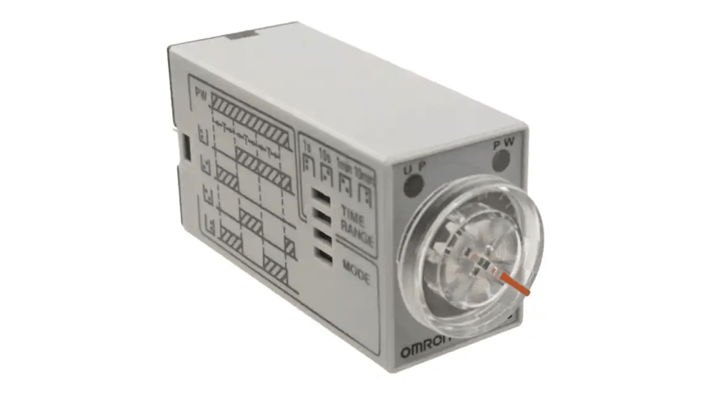 Omron H3YN Zeitrelais, DIN-Schienen, 0.1 s → 10min, 24V dc, 2 Kont. Multifunktion